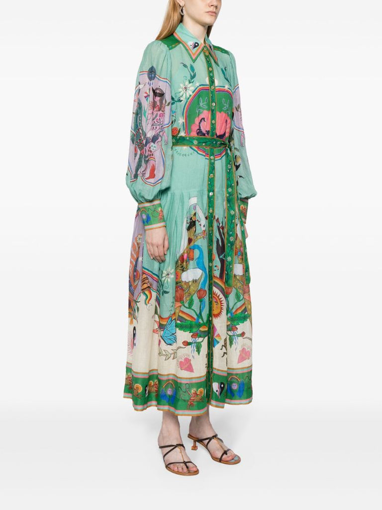 Multicolour Evergreen Artwork-print Dress