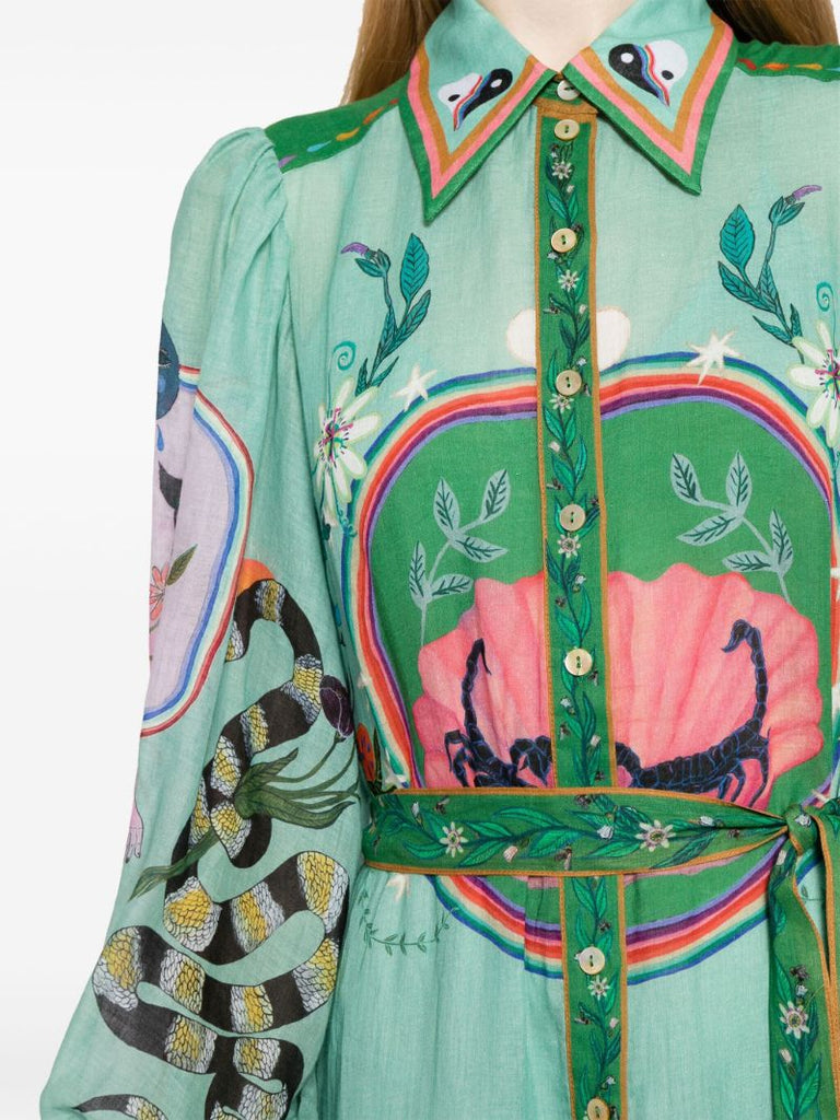 Multicolour Evergreen Artwork-print Dress