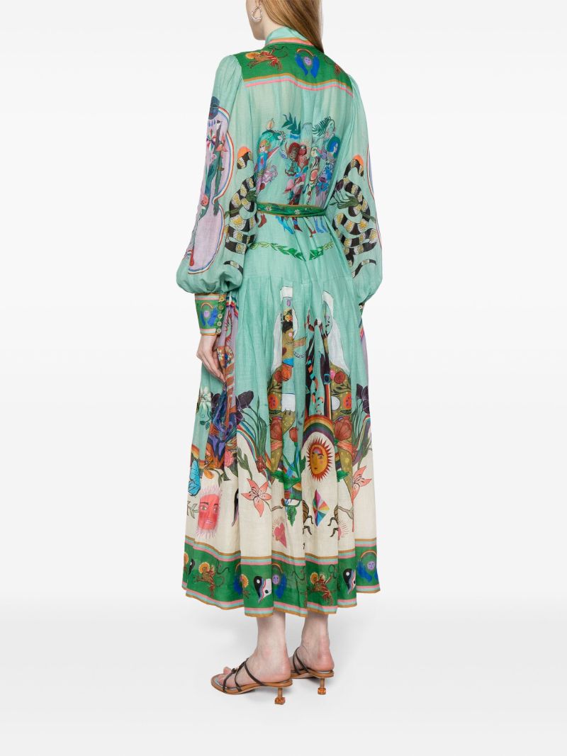 Multicolour Evergreen Artwork-print Dress