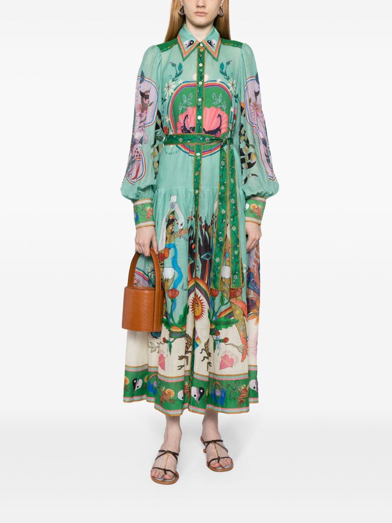 Multicolour Evergreen Artwork-print Dress
