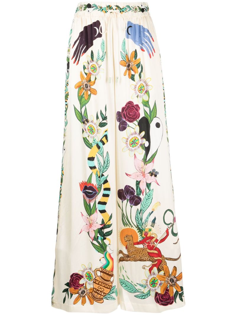 Yellow Meagan Silk Palazzo Pants