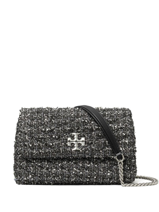 Black Small Kira Tweed Shoulder Bag