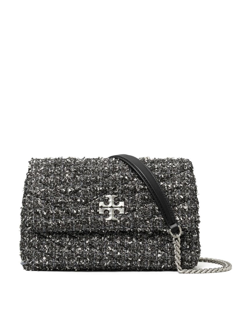 Black Small Kira Tweed Shoulder Bag
