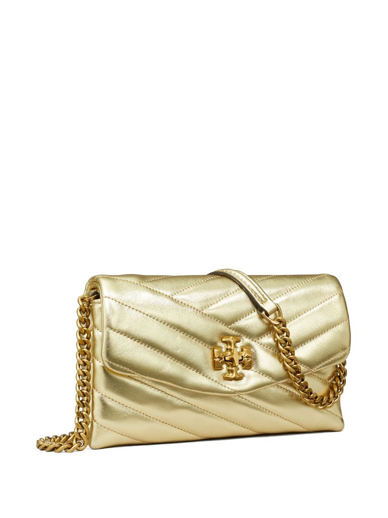 Gold Kira Leather Wallet on Chain