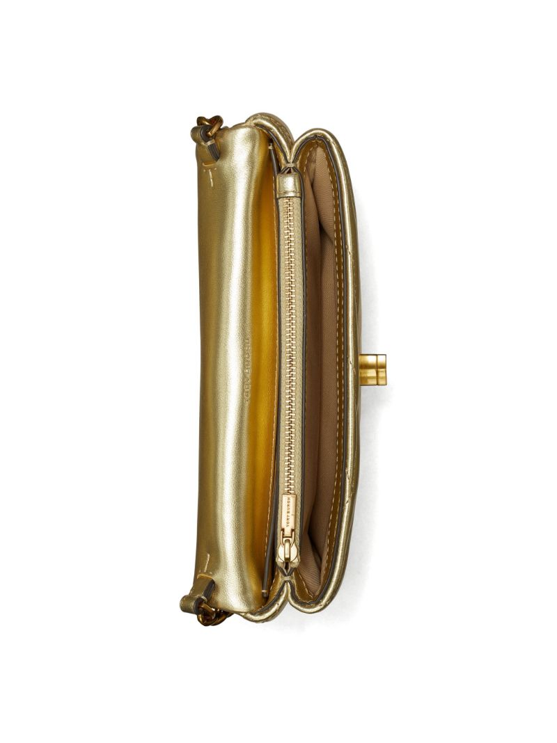 Gold Kira Leather Wallet on Chain