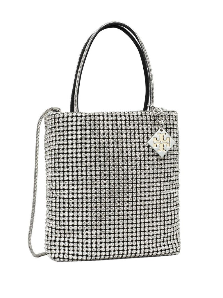 Silver Night Owl Crystal-embellished Mini Tote Bag