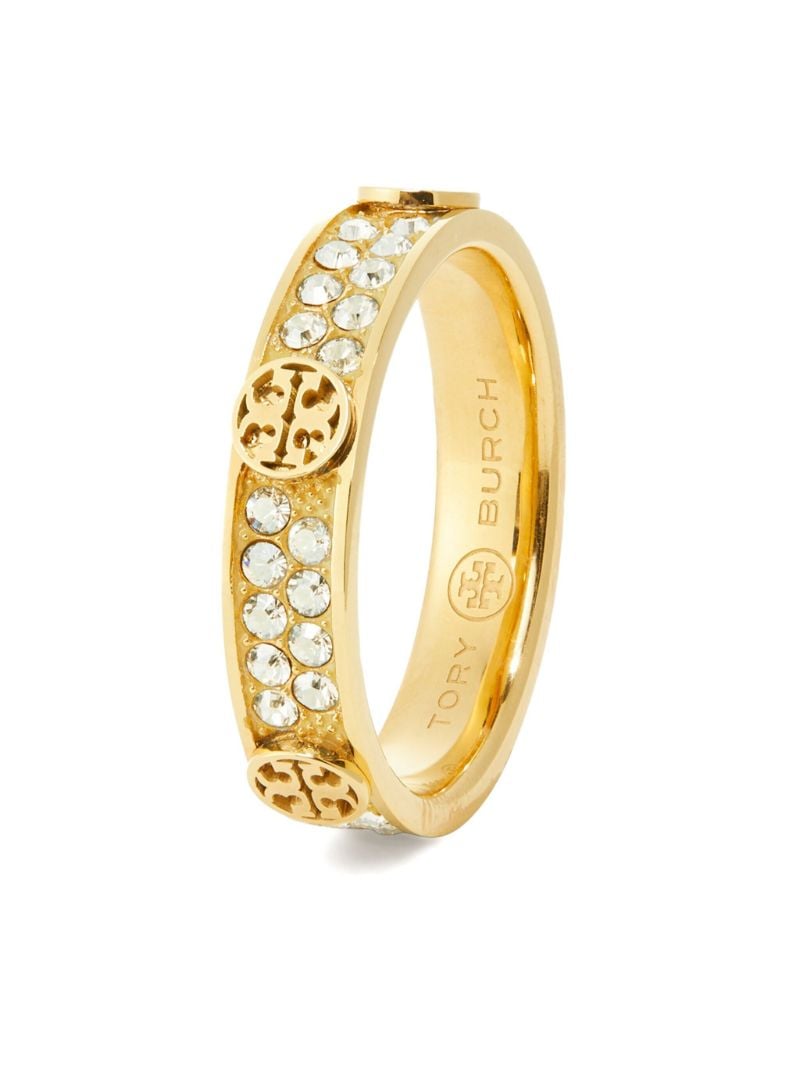 Gold-tone Miller Stud Crystal Ring