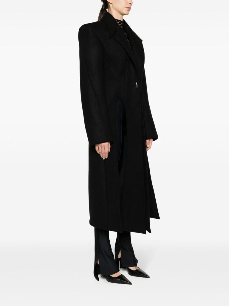 Black Single-breasted Wool Coat