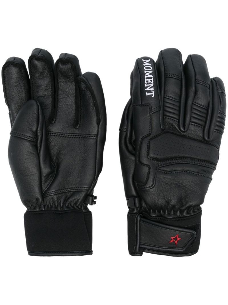 Black Logo-embroidered Sheepskin Gloves
