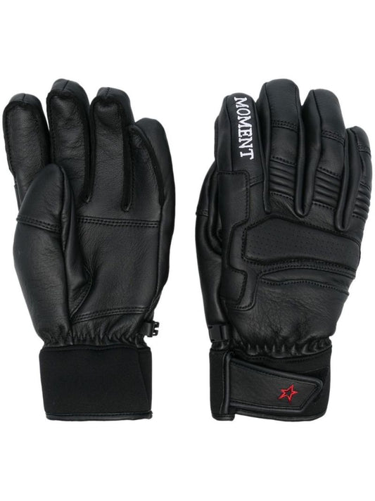 Black Logo-embroidered Sheepskin Gloves