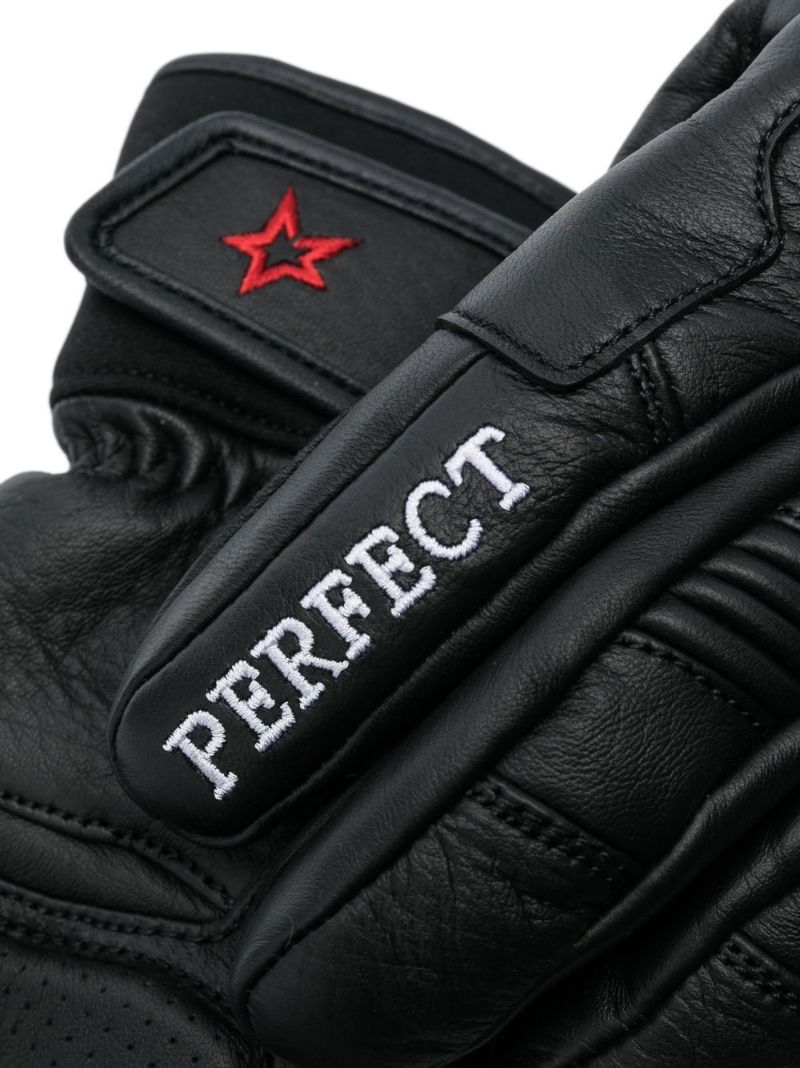 Black Logo-embroidered Sheepskin Gloves