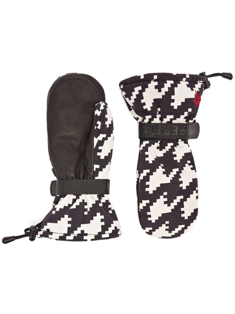 Black Davos Houndstooth Print Gloves