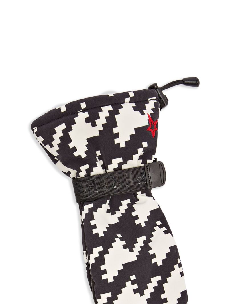 Black Davos Houndstooth Print Gloves