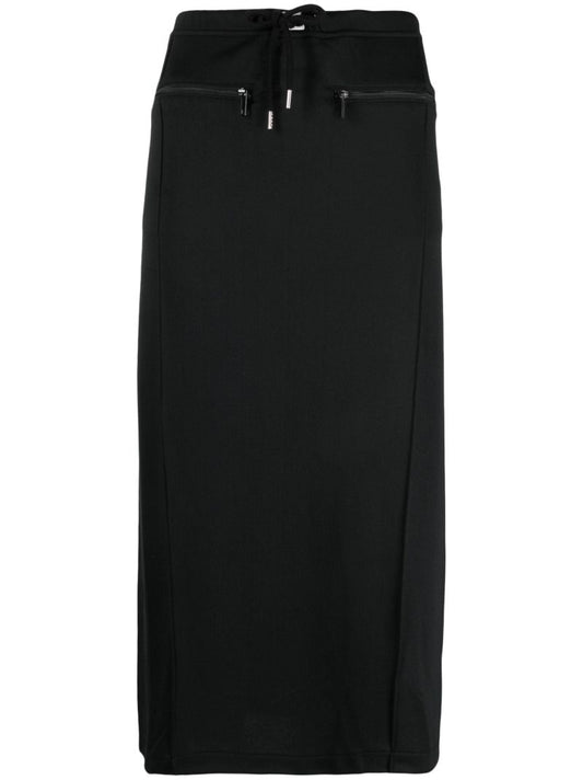 Black Tracksuit Interlock Long Skirt