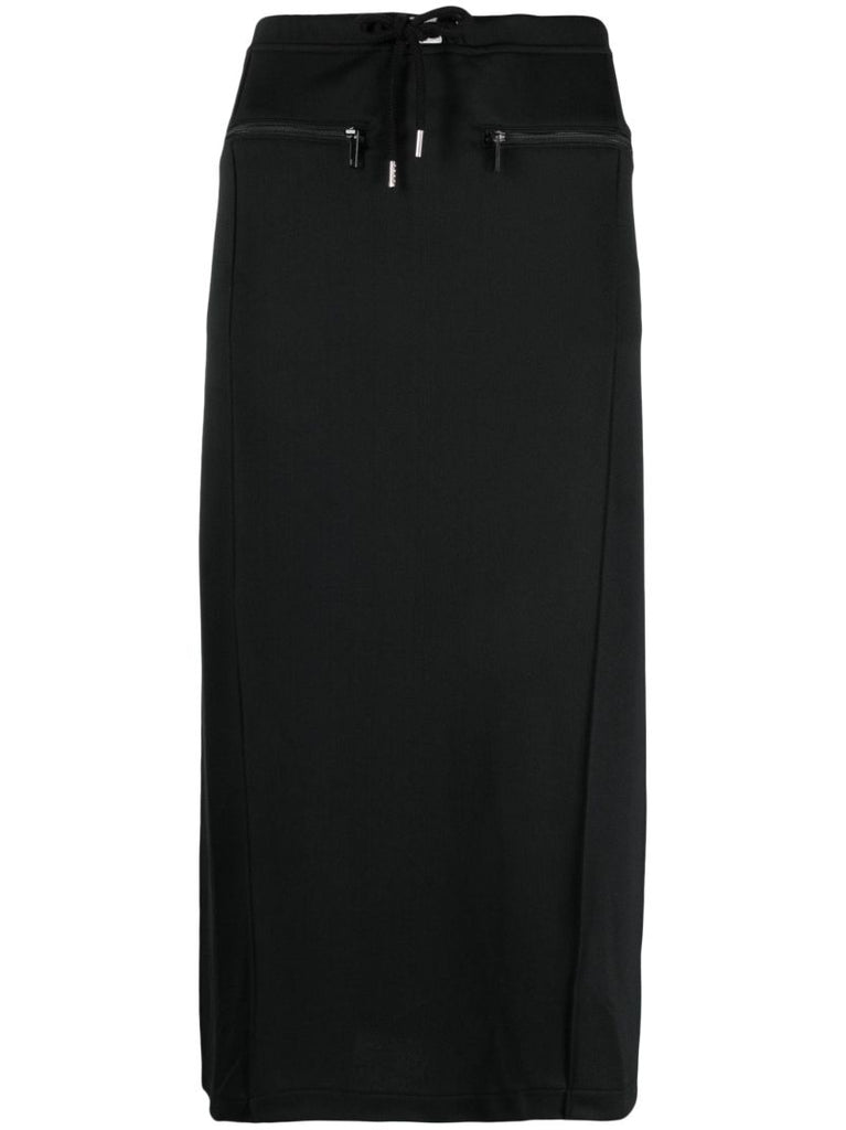 Black Tracksuit Interlock Long Skirt