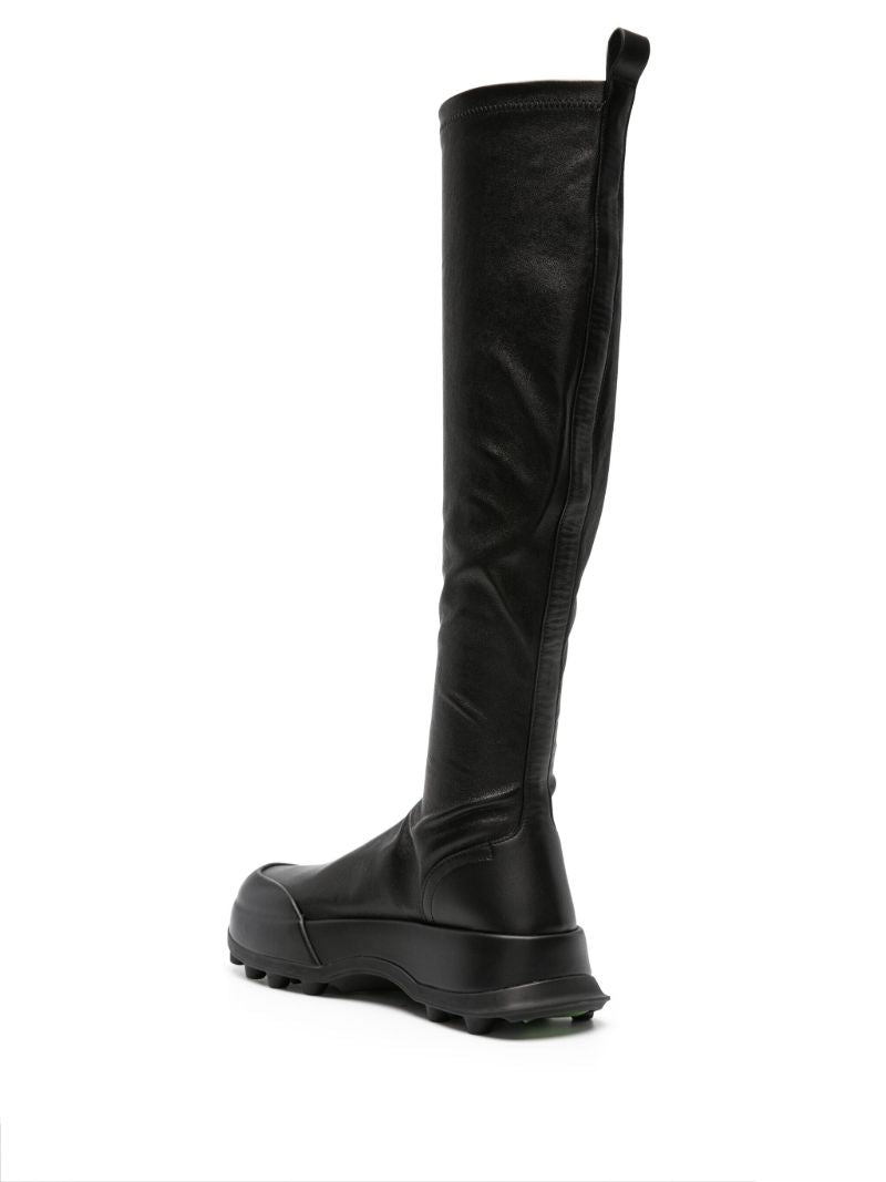 Black Leather Knee-high Boots