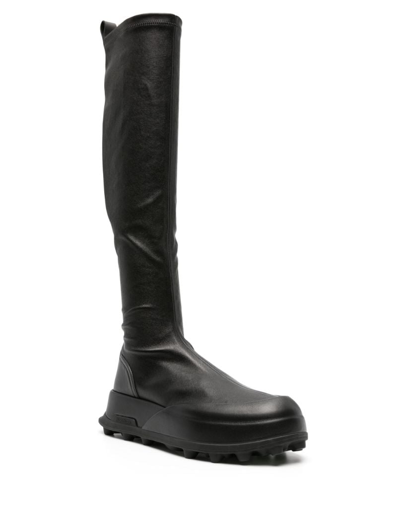 Black Leather Knee-high Boots