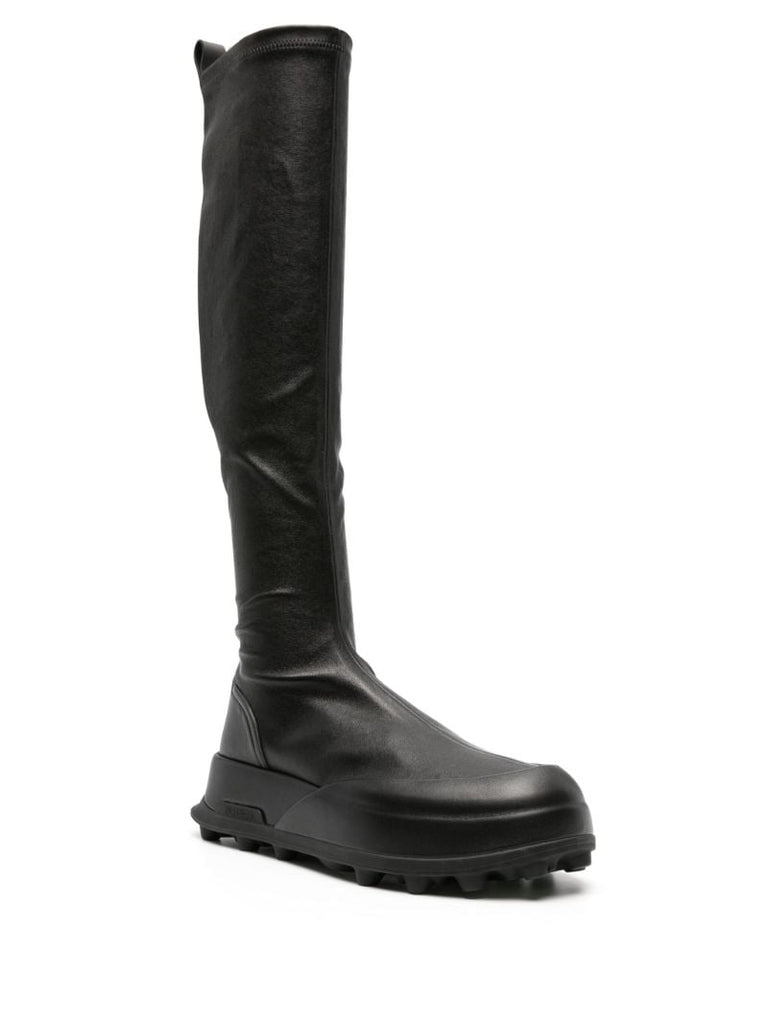 Black Leather Knee-high Boots
