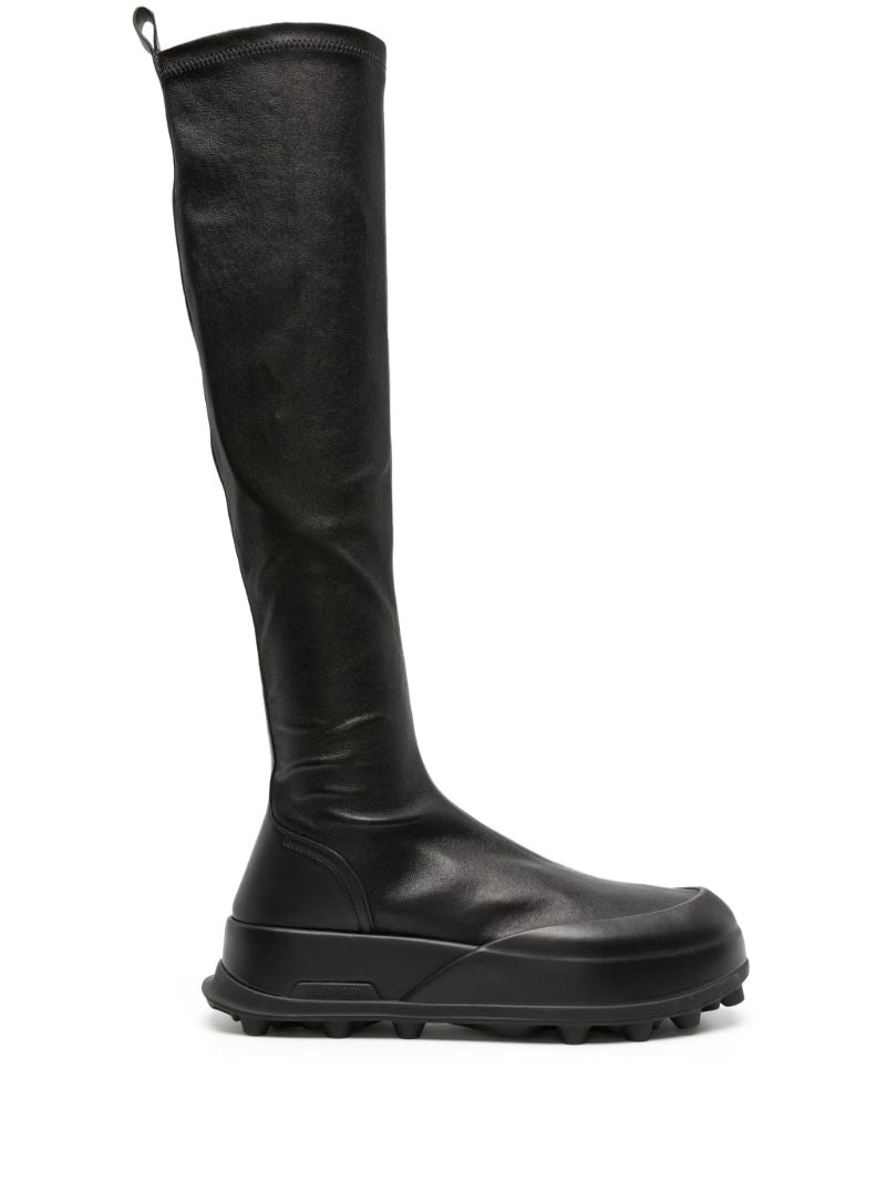 Black Leather Knee-high Boots