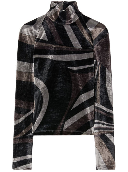 Grey Iride-print Top