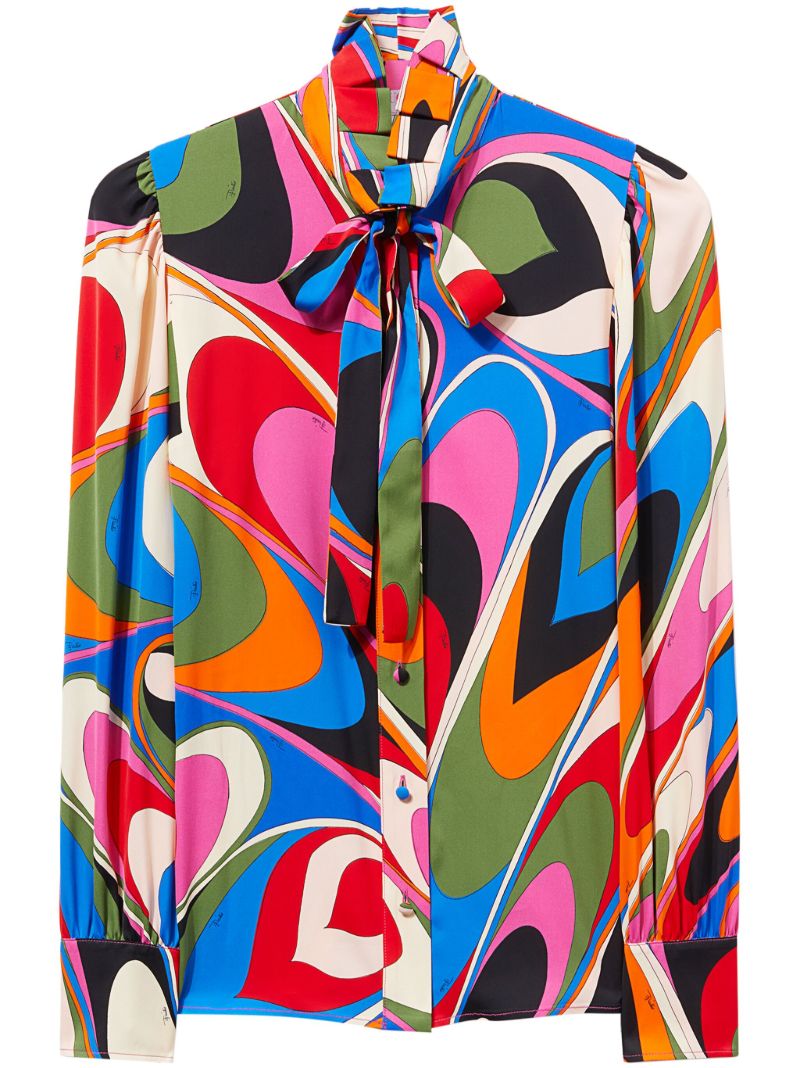 Blue Onde-print Shirt
