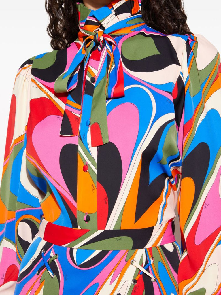 Blue Onde-print Shirt