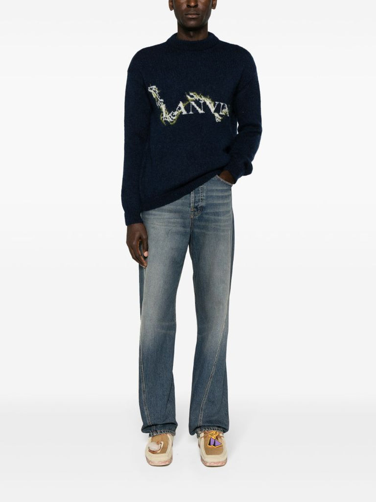 Blue Logo Jacquard Sweater
