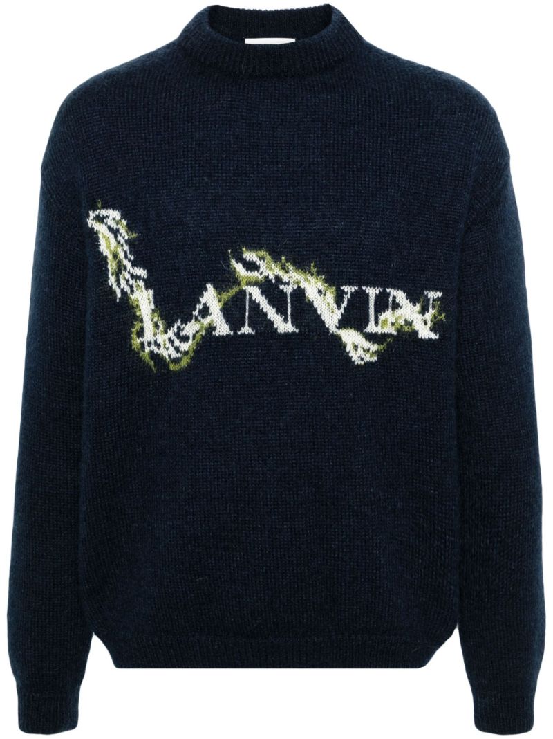 Blue Logo Jacquard Sweater