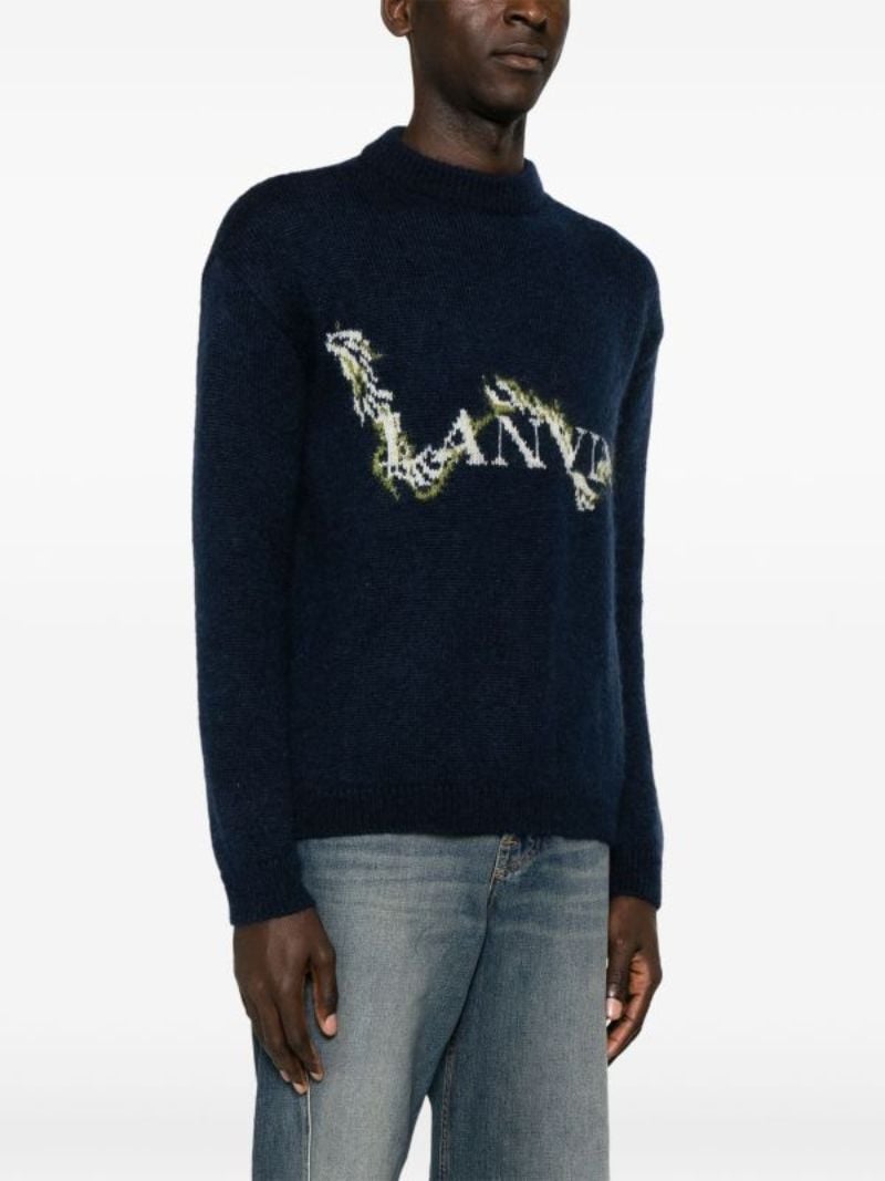 Blue Logo Jacquard Sweater