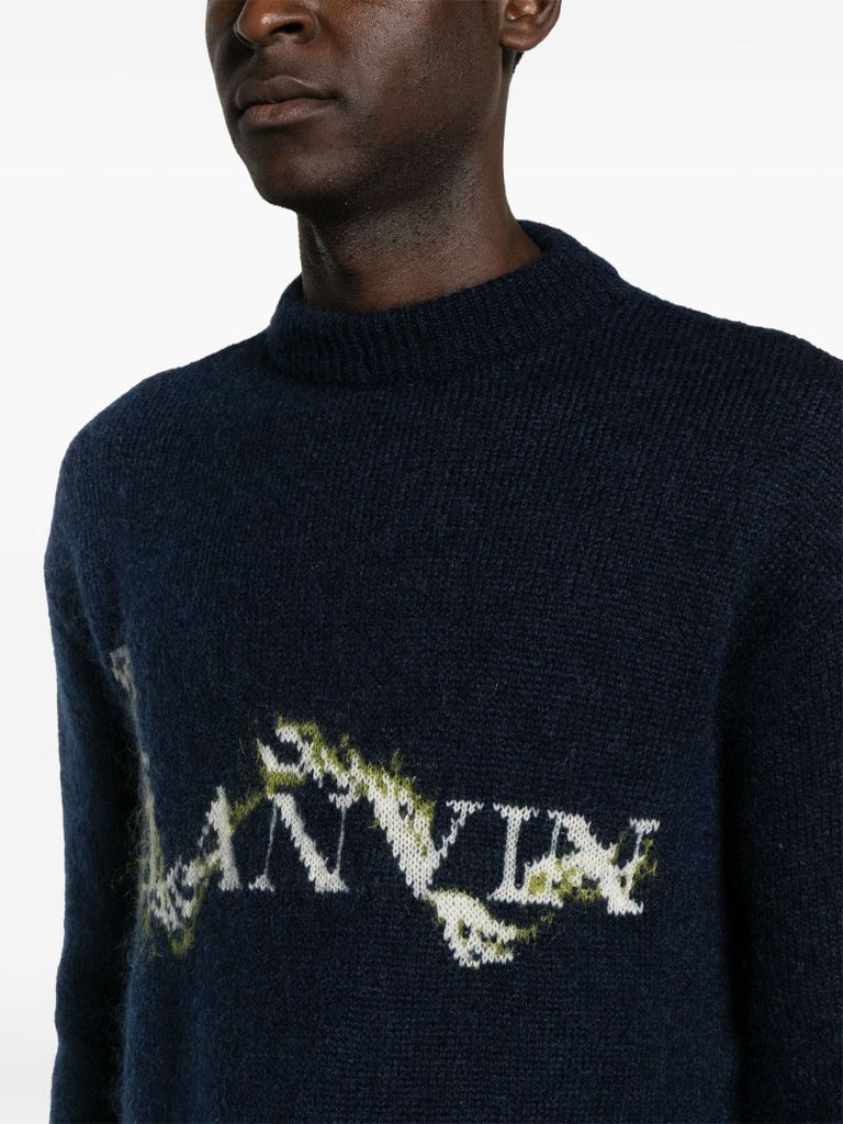 Blue Logo Jacquard Sweater