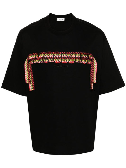 Black Curb Lace Cotton T-shirt