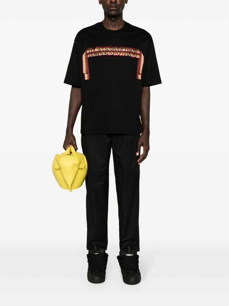Black Curb Lace Cotton T-shirt