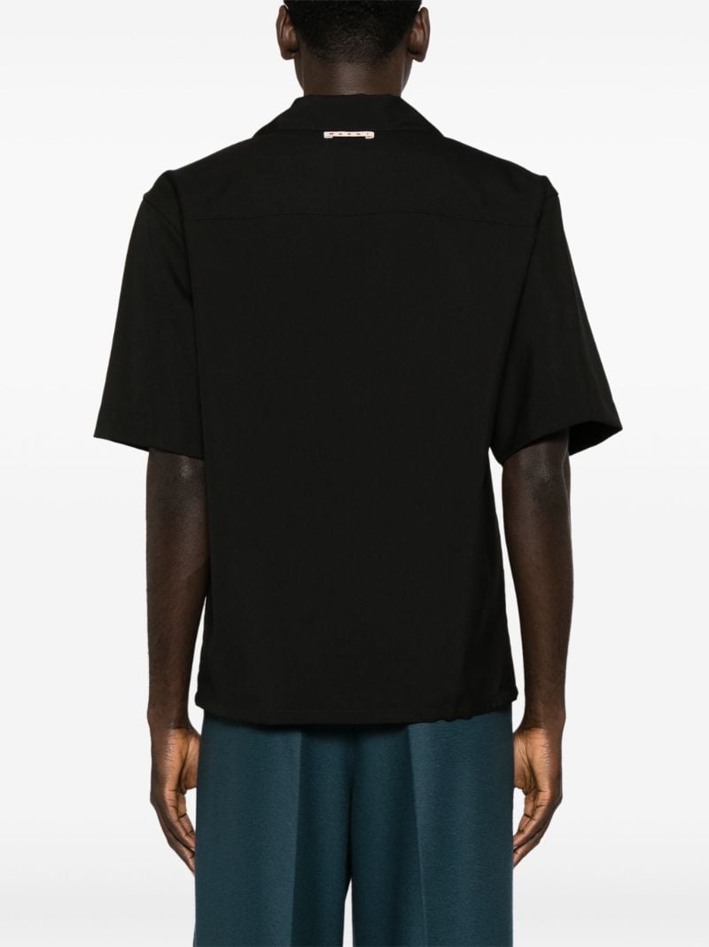 Black Cuban-collar Wool Shirt