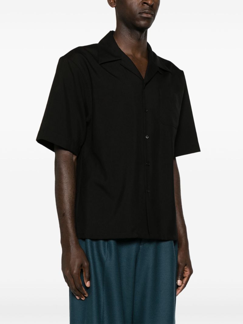 Black Cuban-collar Wool Shirt