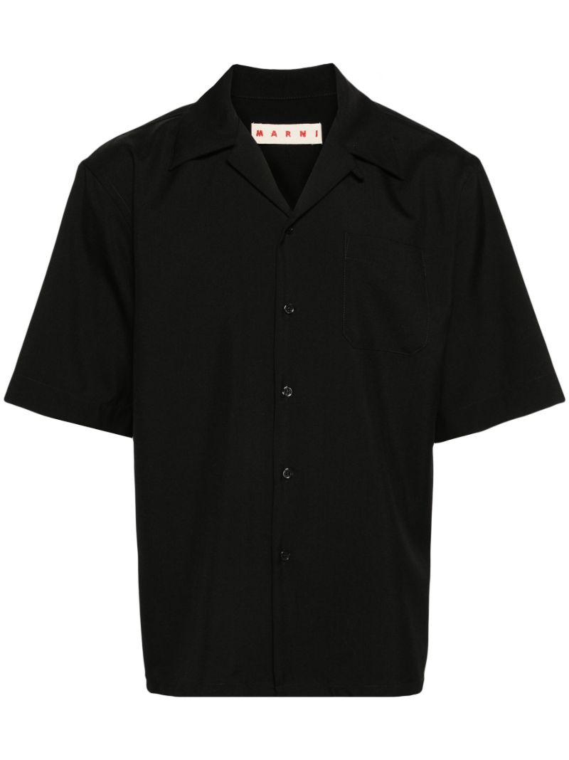 Black Cuban-collar Wool Shirt