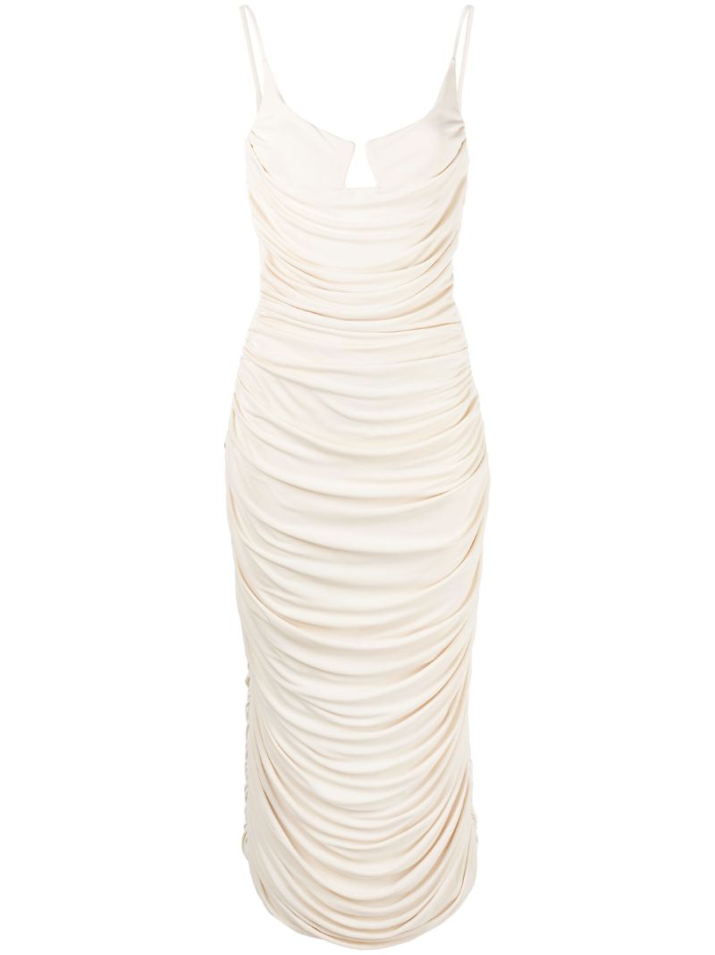 Neutral Sylvie Gathered Midi Dress