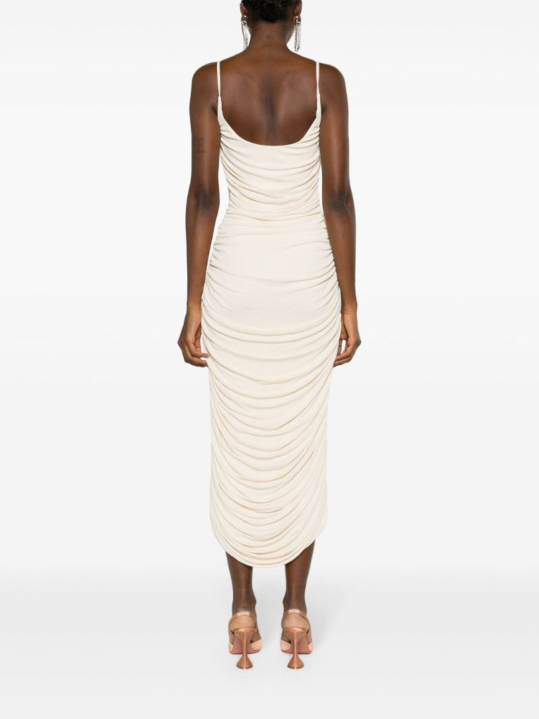 Neutral Sylvie Gathered Midi Dress