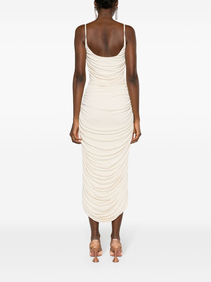 Neutral Sylvie Gathered Midi Dress