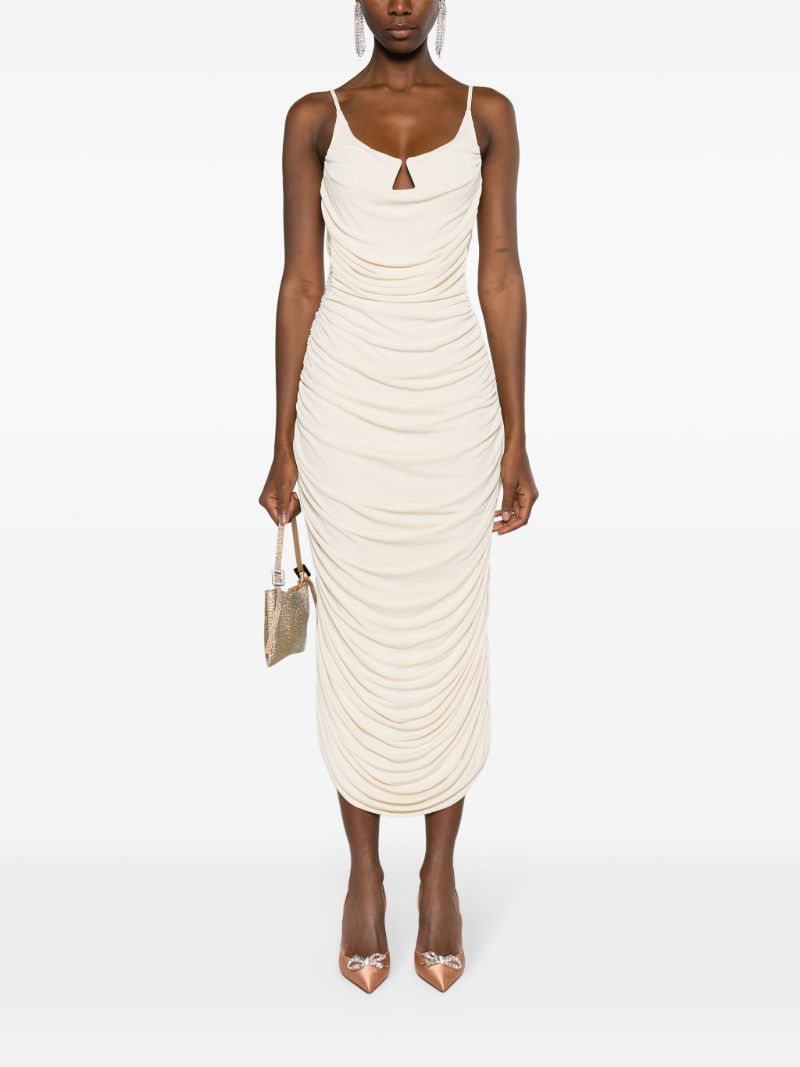 Neutral Sylvie Gathered Midi Dress