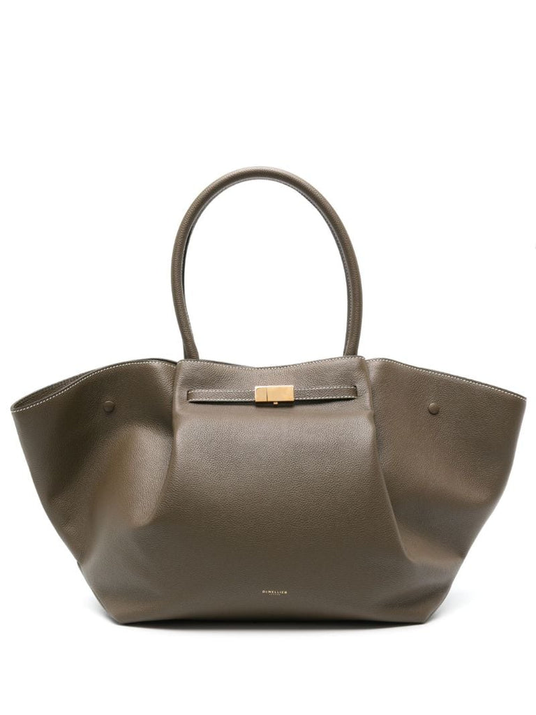 Green the New York Small Leather Tote Bag