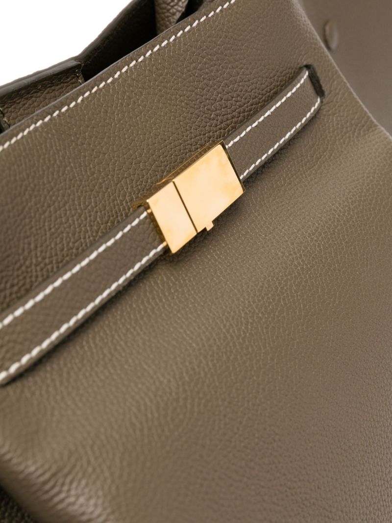 Green the New York Small Leather Tote Bag
