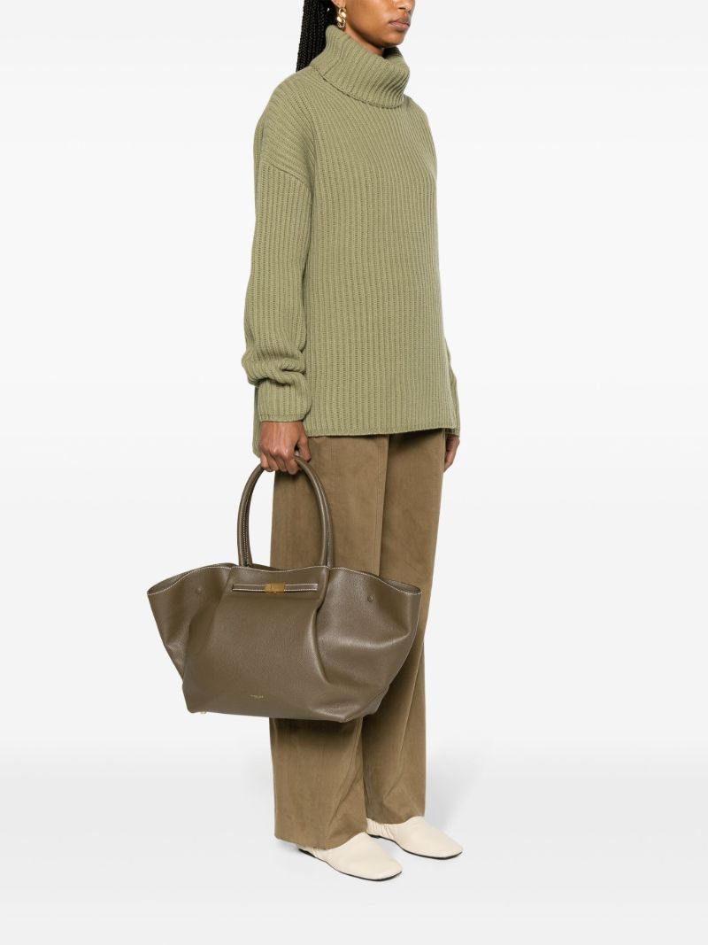 Green the New York Small Leather Tote Bag
