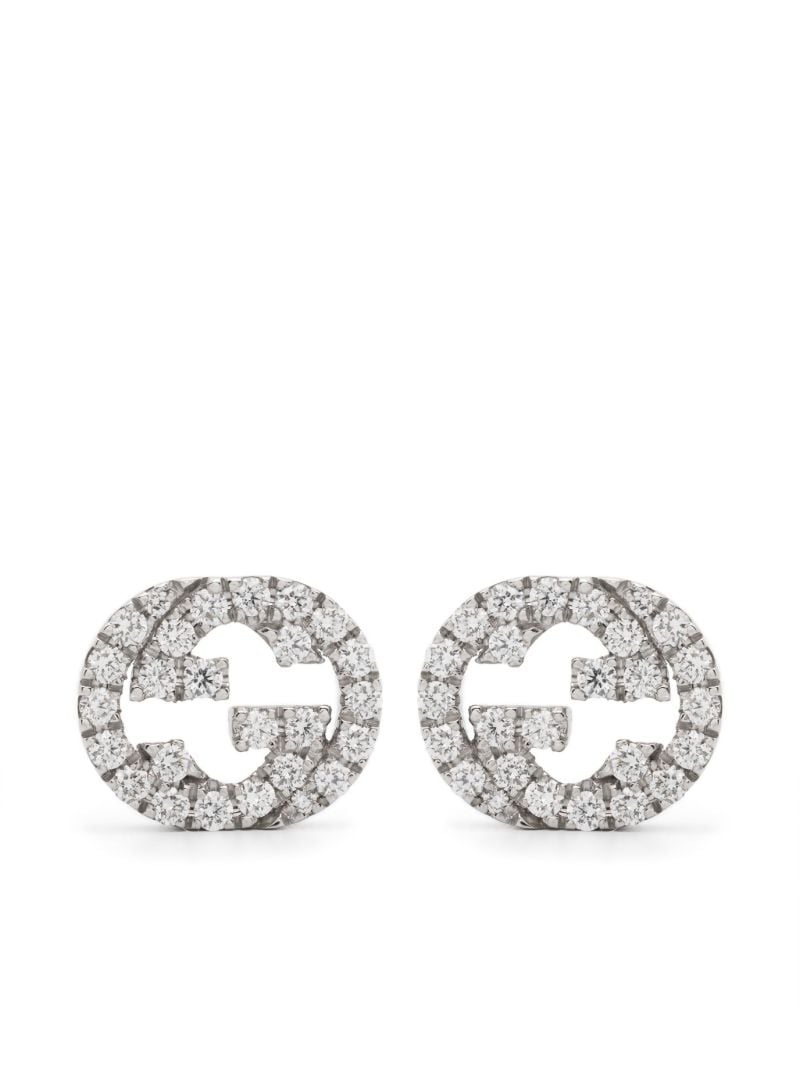 18k White Gold Interlocking G Diamond Earrings