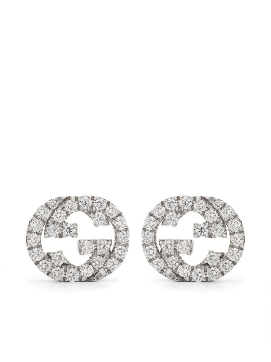 18k White Gold Interlocking G Diamond Earrings