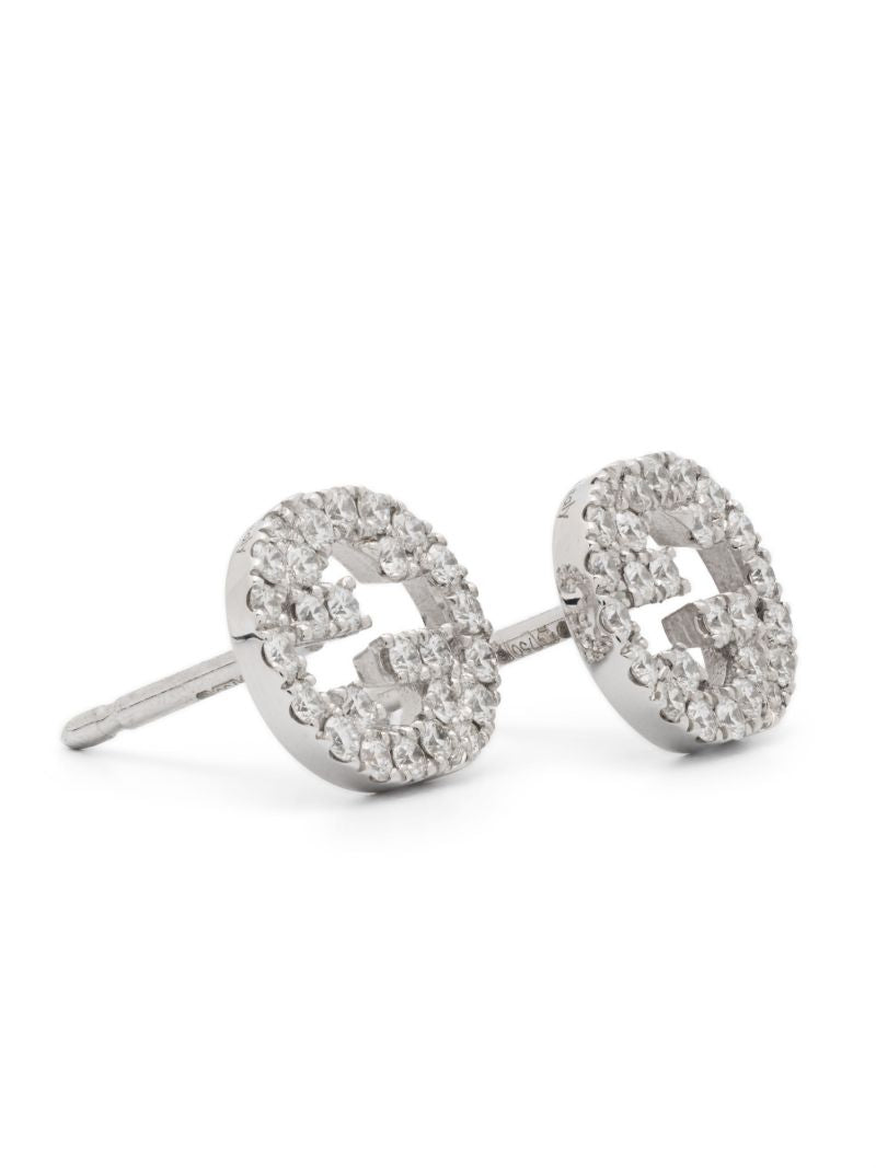 18k White Gold Interlocking G Diamond Earrings