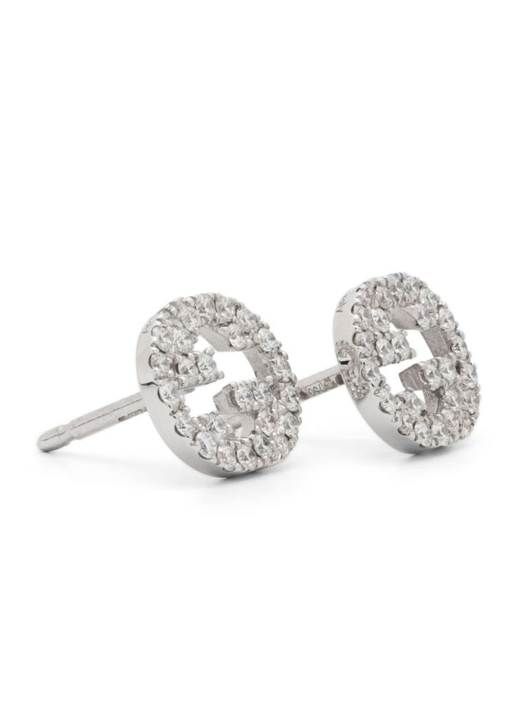 18k White Gold Interlocking G Diamond Earrings