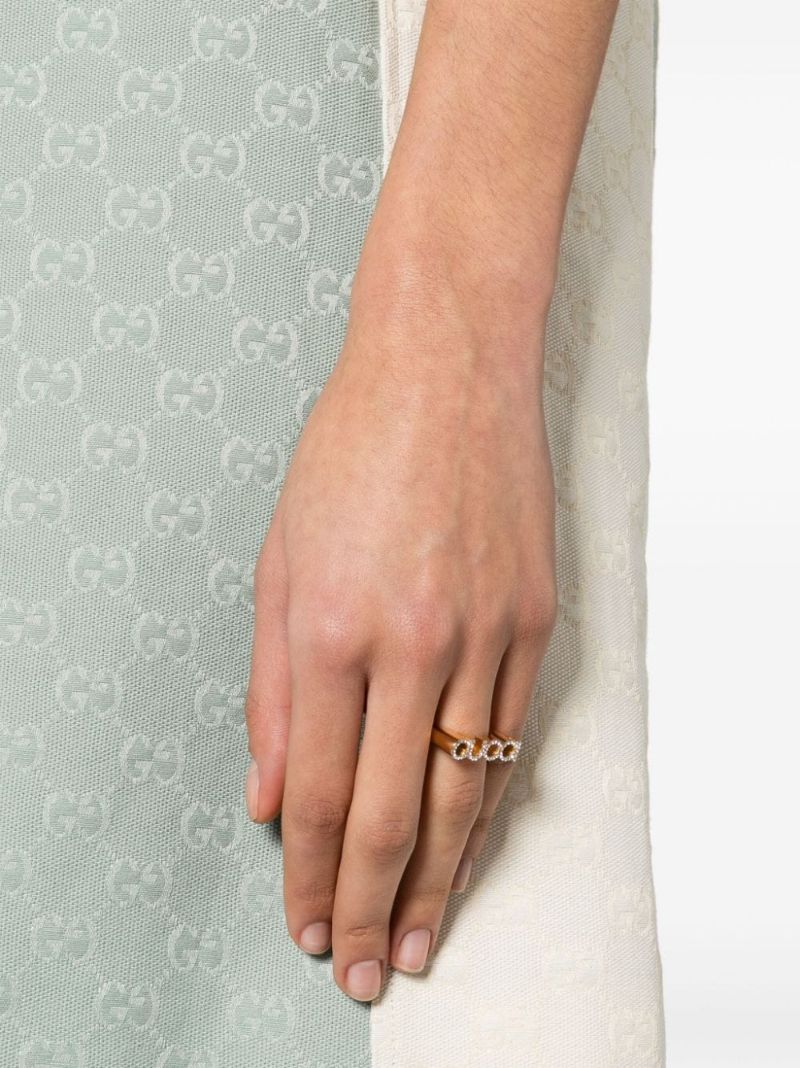 Gold-tone Gucci Letter Crystal Ring