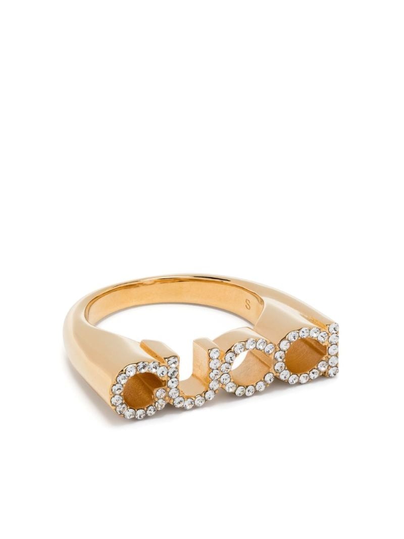 Gold-tone Gucci Letter Crystal Ring