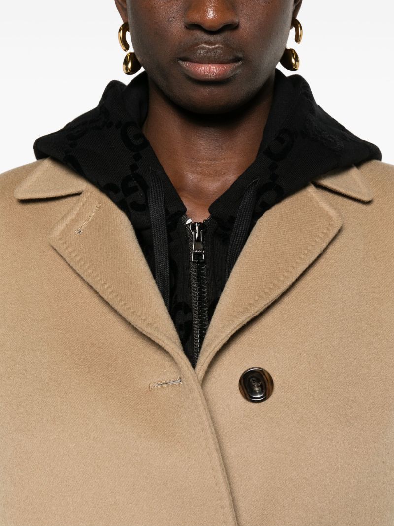 Neutral Single-breasted Wool Coat