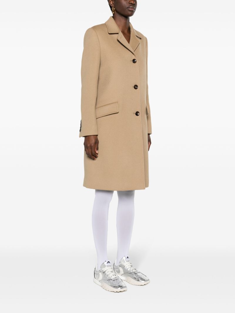 Neutral Single-breasted Wool Coat